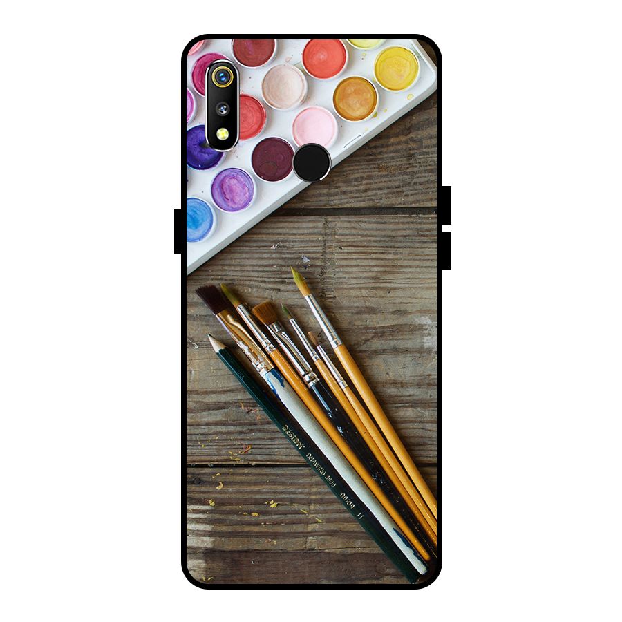 Color Palette and Brush Metal Back Case for Realme 3