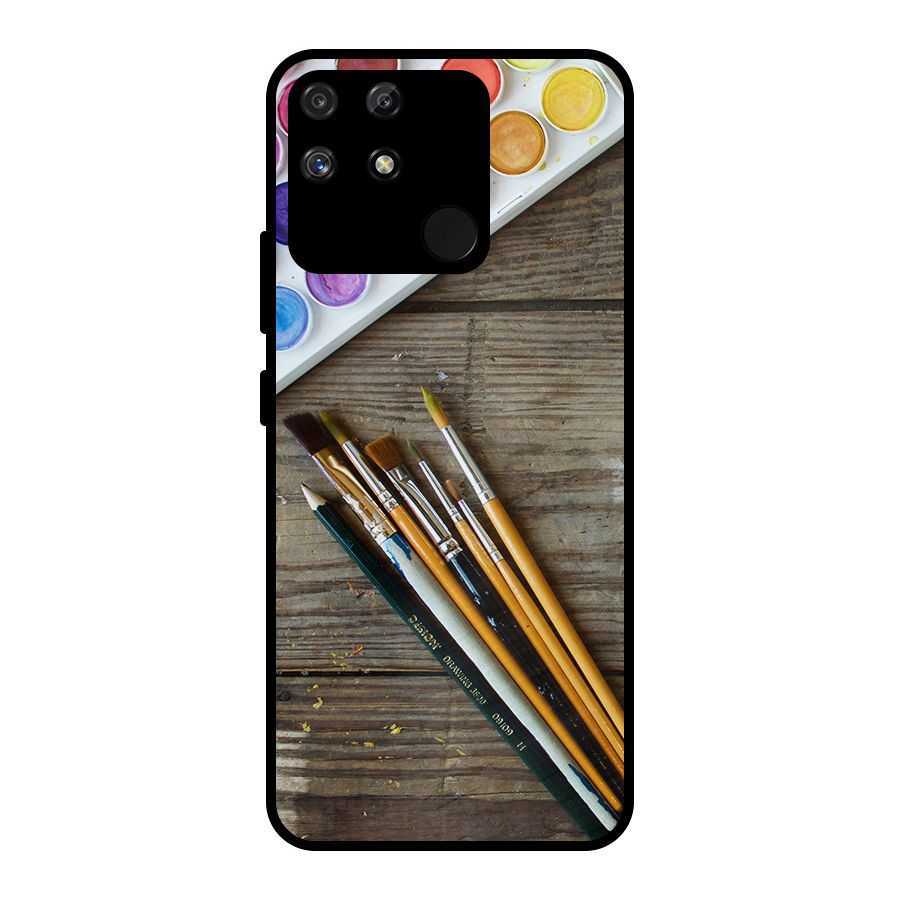 Color Palette and Brush Metal Back Case for Realme Narzo 50A