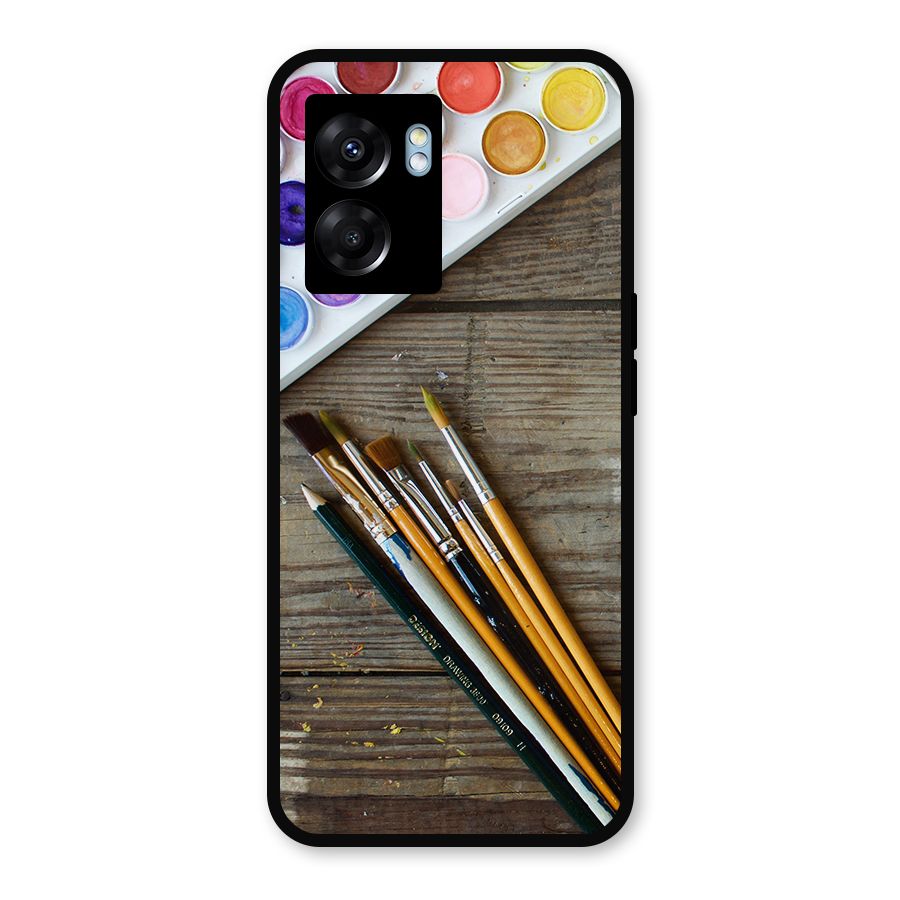 Color Palette and Brush Metal Back Case for Realme Narzo 50 5G