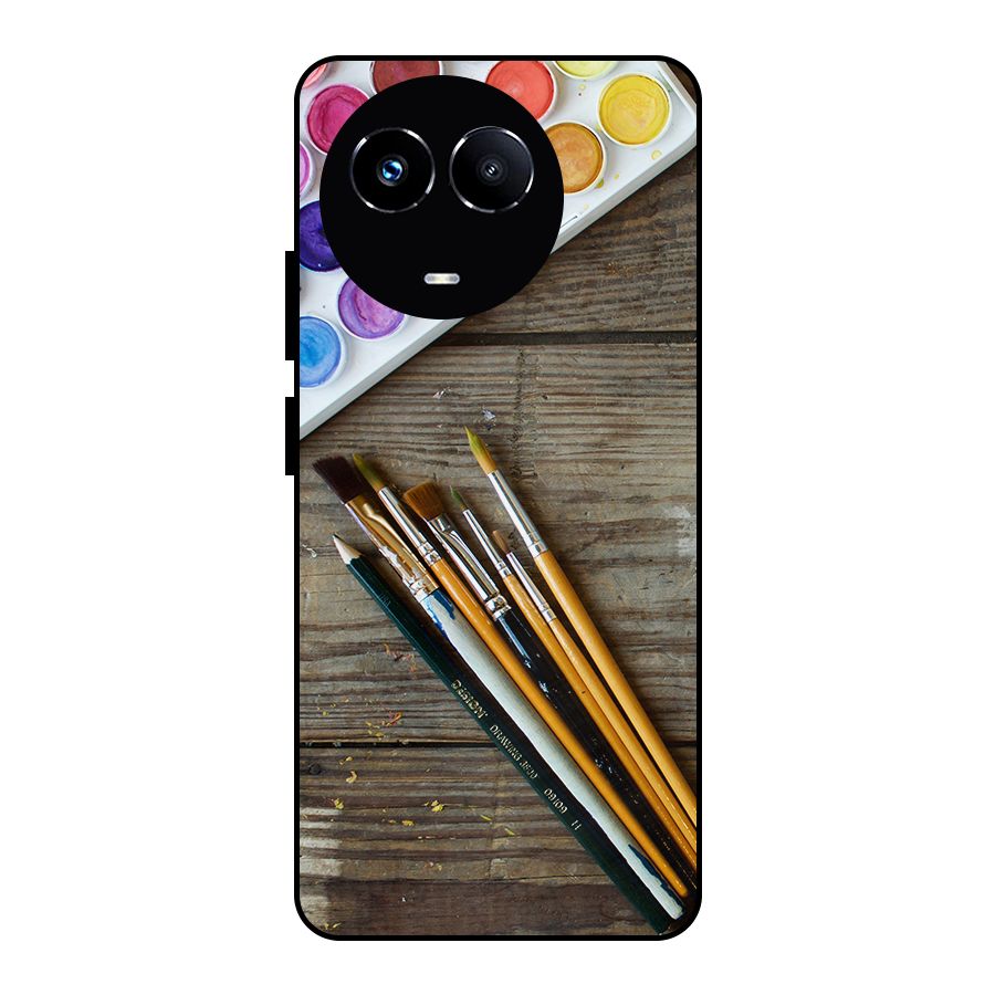 Color Palette and Brush Metal Back Case for Realme Narzo 60X