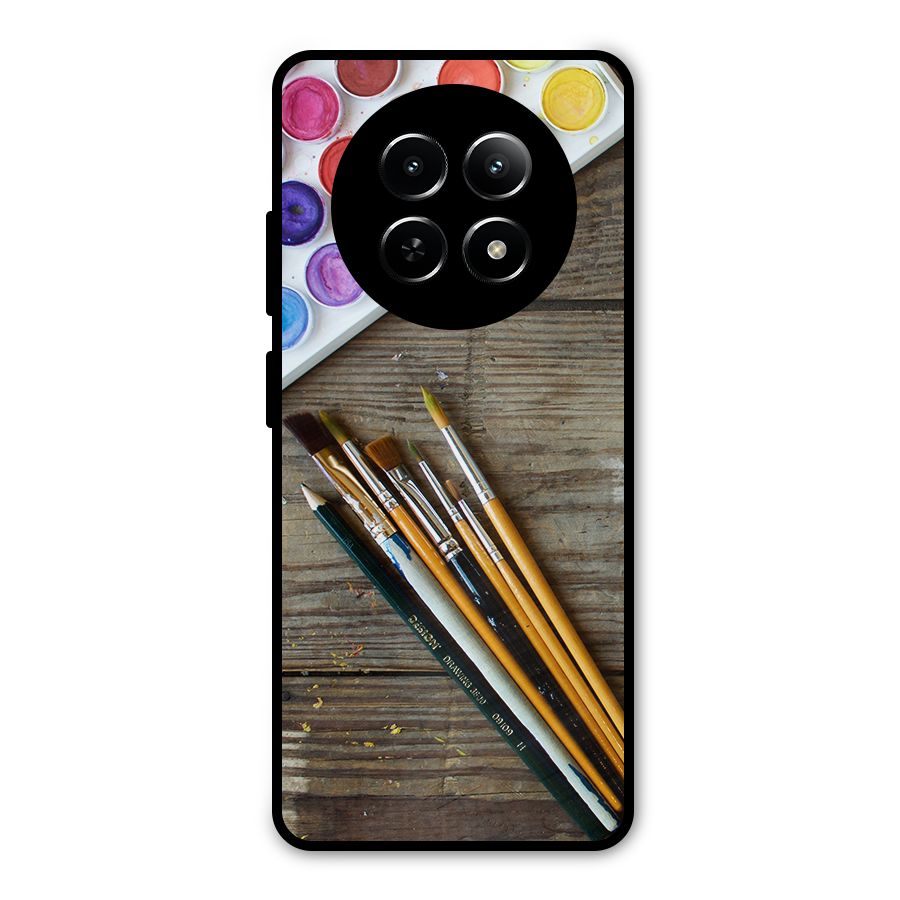 Color Palette and Brush Metal Back Case for Realme Narzo 70x 5G