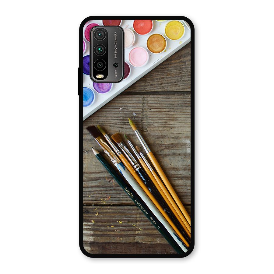 Color Palette and Brush Metal Back Case for Redmi 9 Power