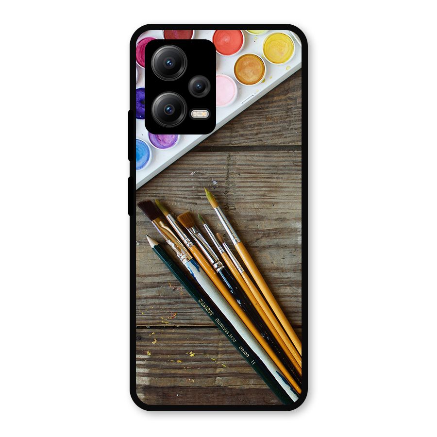 Color Palette and Brush Metal Back Case for Redmi Note 12 5G