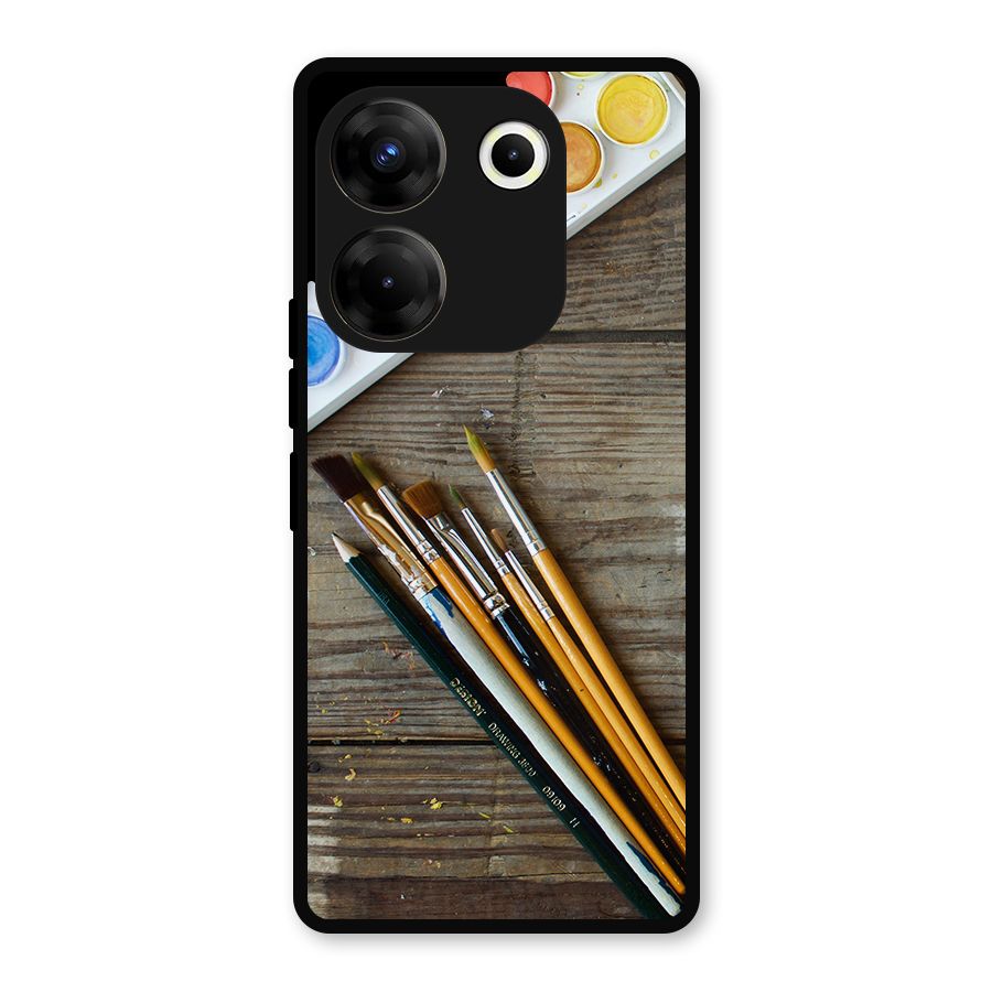Color Palette and Brush Metal Back Case for Tecno Camon 20 Pro