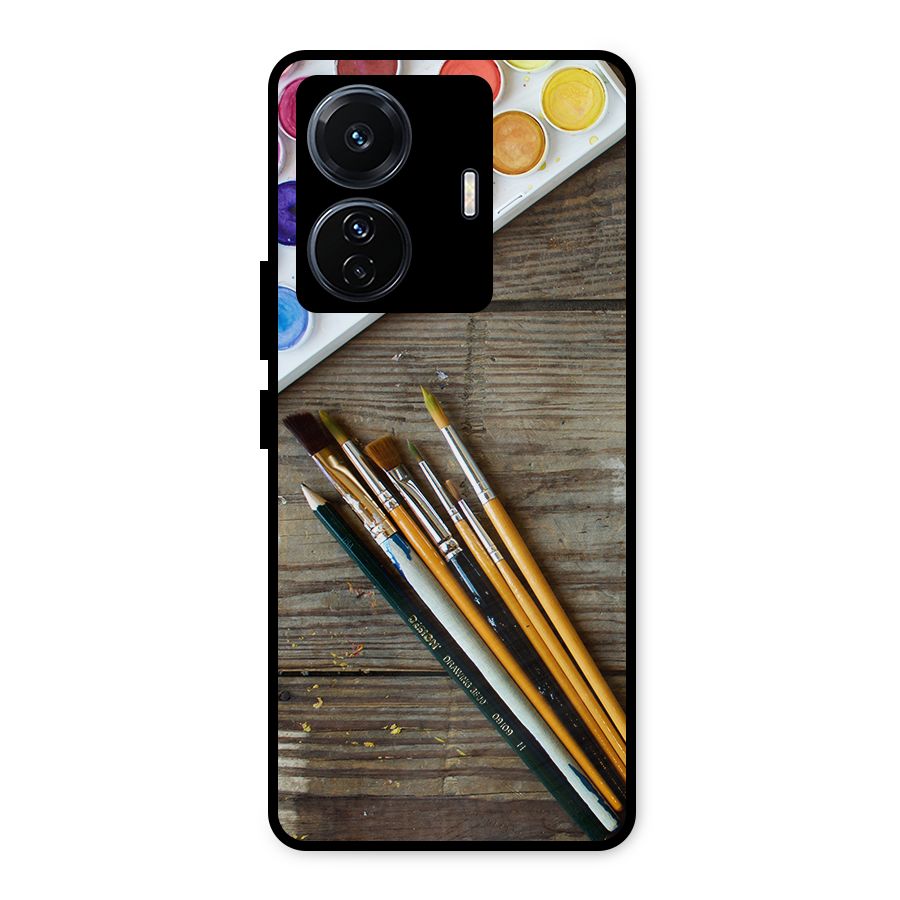 Color Palette and Brush Metal Back Case for Vivo T1 Pro