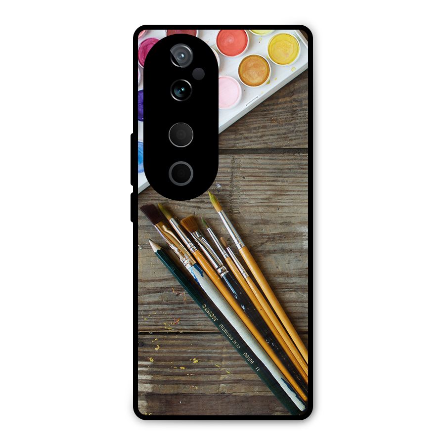 Color Palette and Brush Metal Back Case for Vivo T3 Ultra