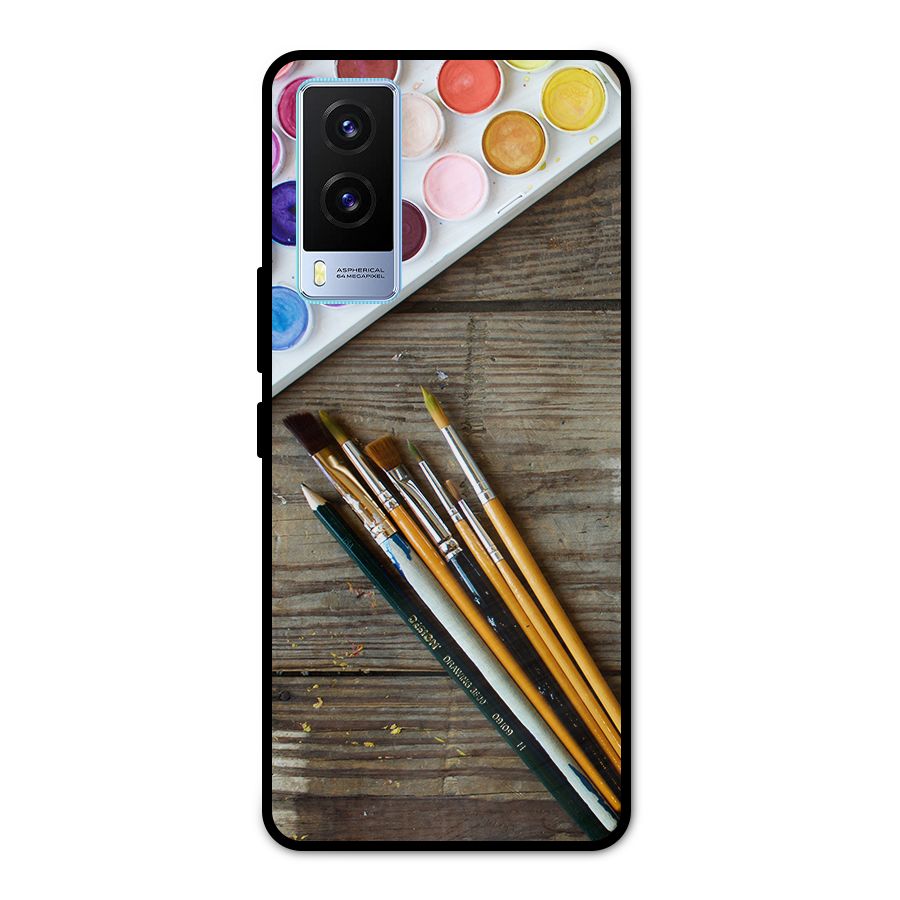 Color Palette and Brush Metal Back Case for Vivo V21e 5G