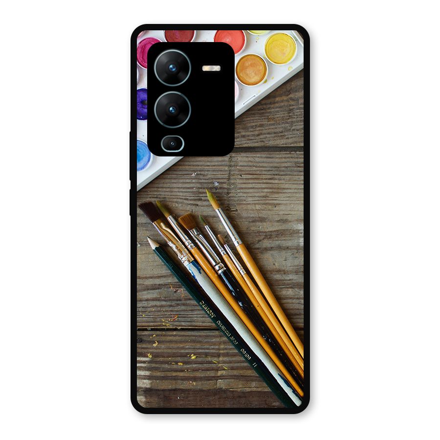 Color Palette and Brush Metal Back Case for Vivo V25 Pro
