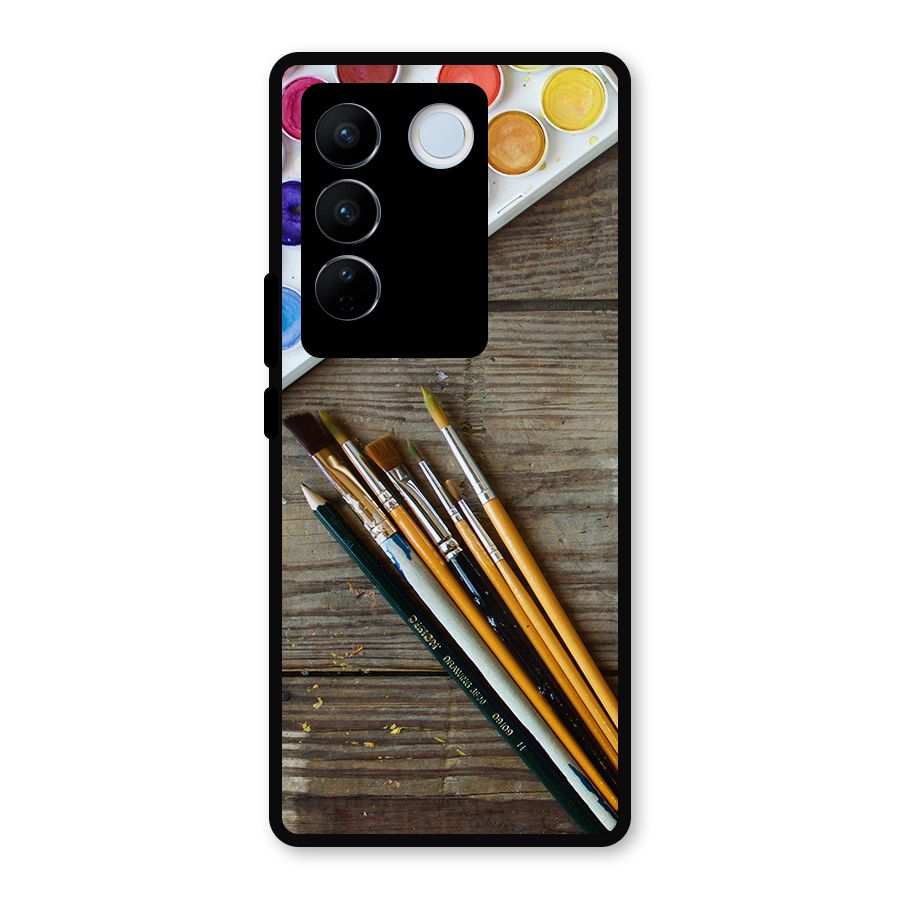 Color Palette and Brush Metal Back Case for Vivo V27
