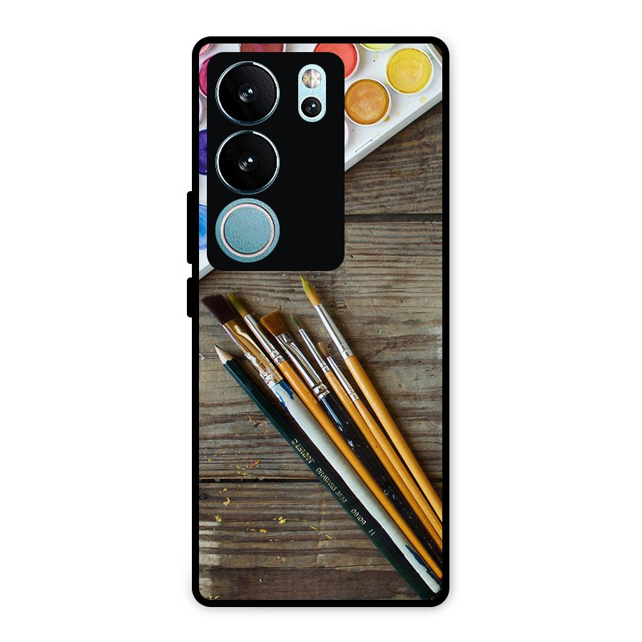 Color Palette and Brush Metal Back Case for Vivo V29