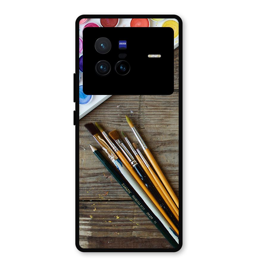 Color Palette and Brush Metal Back Case for Vivo X80
