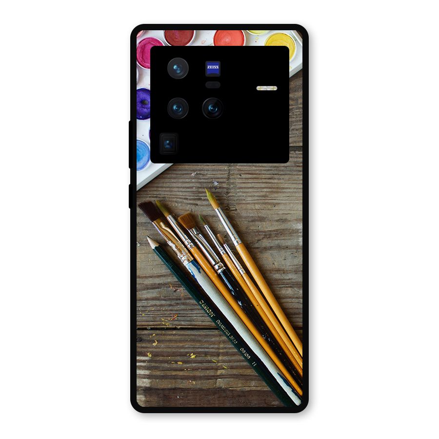 Color Palette and Brush Metal Back Case for Vivo X80 Pro