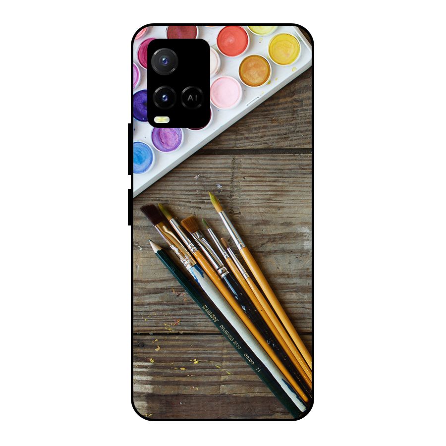 Color Palette and Brush Metal Back Case for Vivo Y21