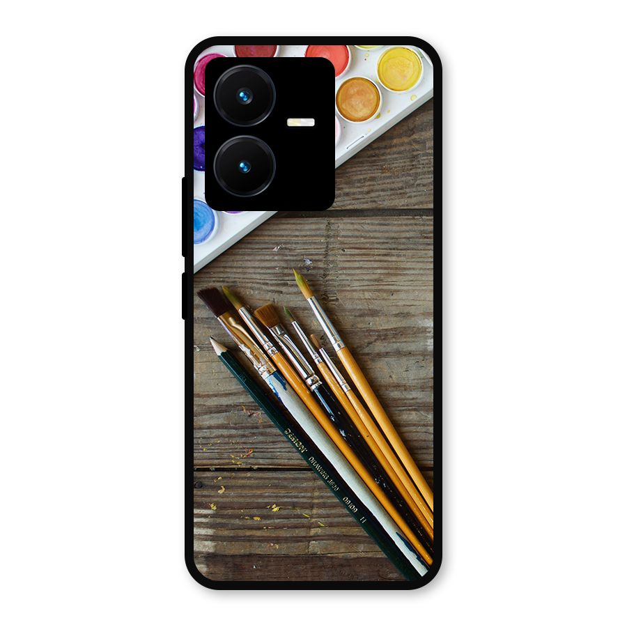 Color Palette and Brush Metal Back Case for Vivo Y22s