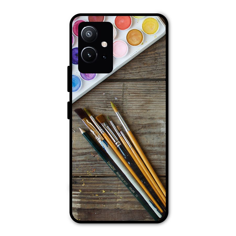 Color Palette and Brush Metal Back Case for Vivo Y75 5G