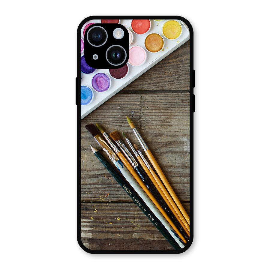 Color Palette and Brush Metal Back Case for iPhone 14