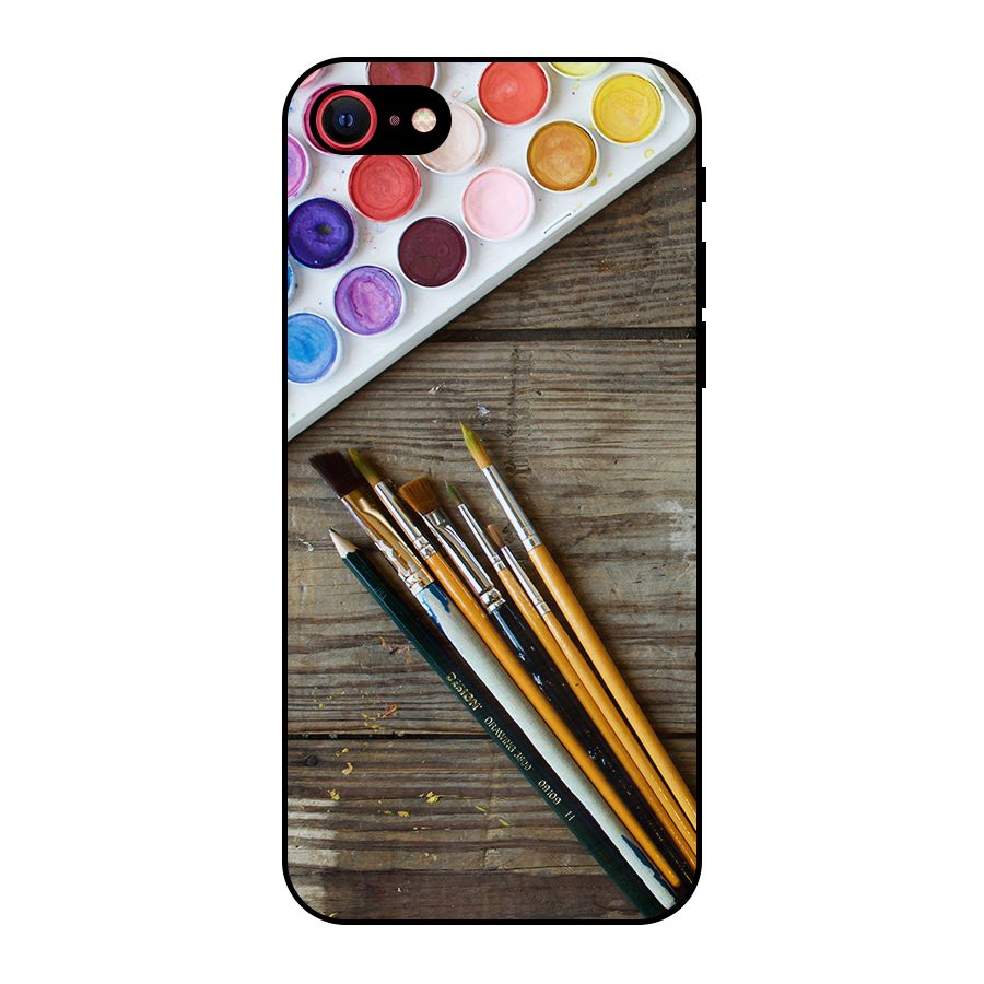 Color Palette and Brush Metal Back Case for iPhone SE 2020