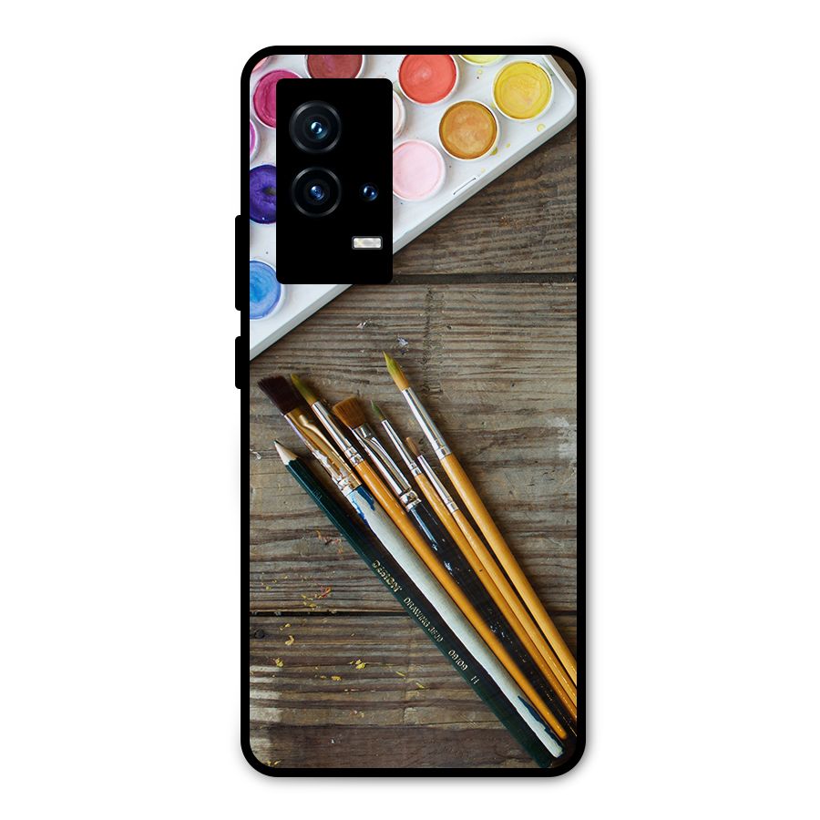 Color Palette and Brush Metal Back Case for iQOO 9 5G
