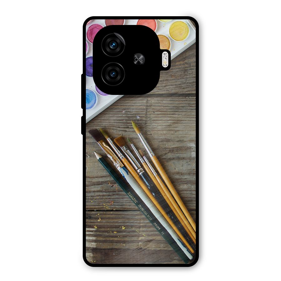 Color Palette and Brush Metal Back Case for iQOO Z9 Turbo