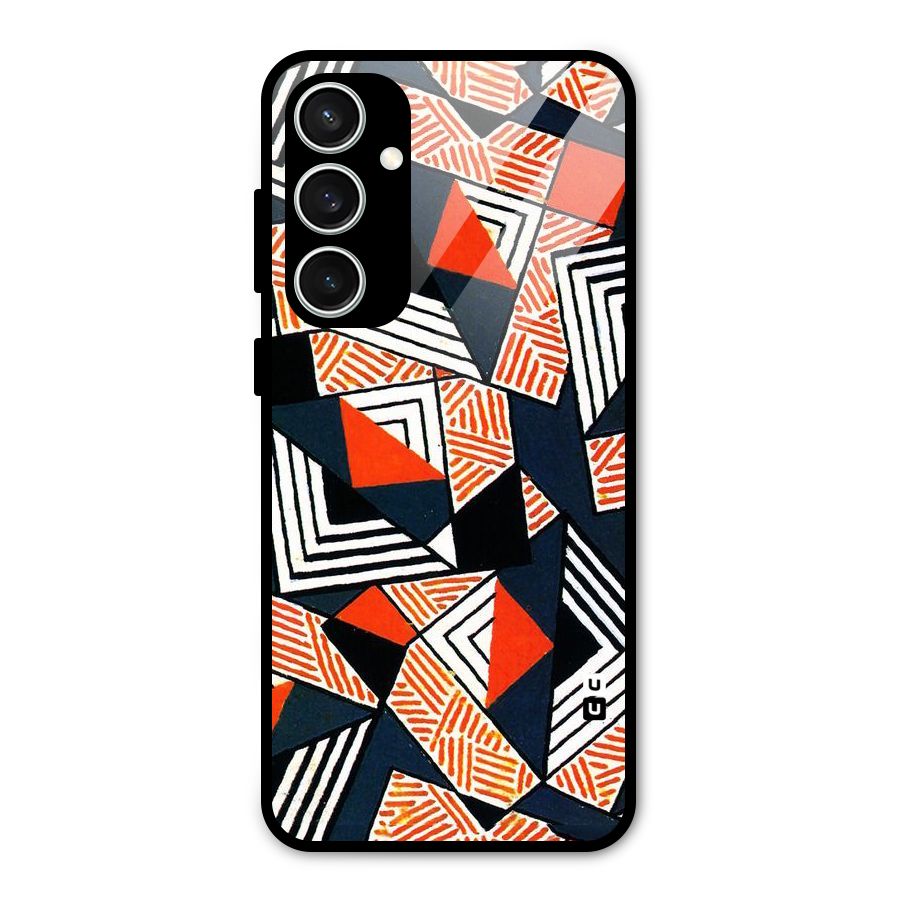 Colored Cuts Pattern Glass Back Case for Galaxy S23 FE
