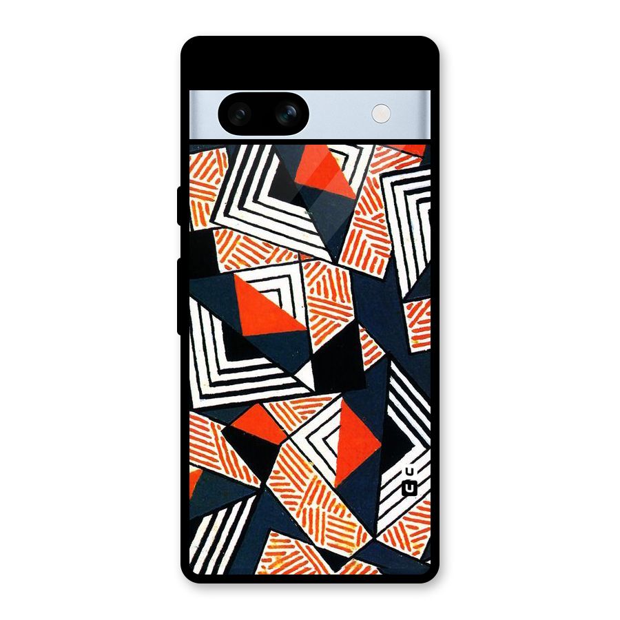 Colored Cuts Pattern Glass Back Case for Google Pixel 7a