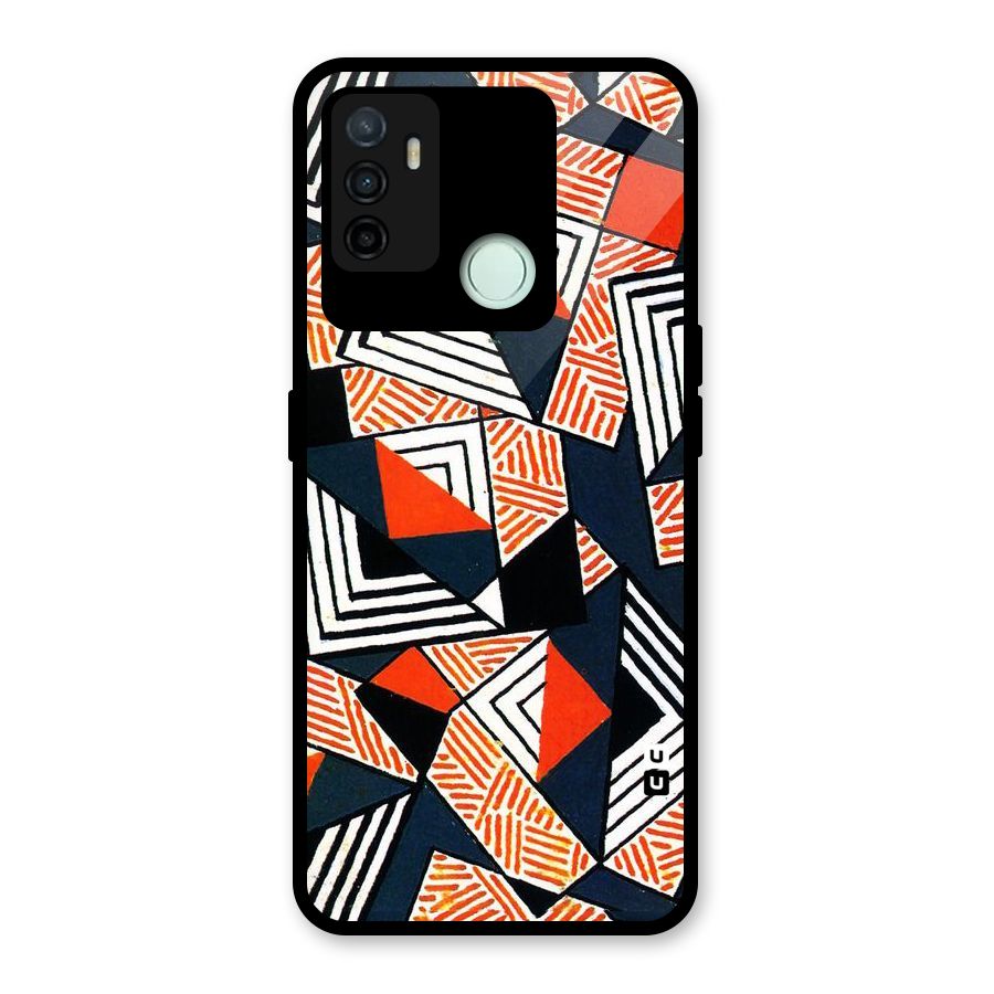 Colored Cuts Pattern Glass Back Case for Oppo A53