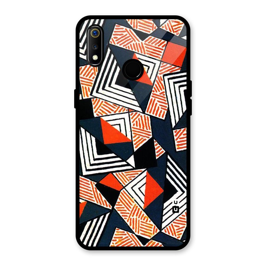 Colored Cuts Pattern Glass Back Case for Realme 3i