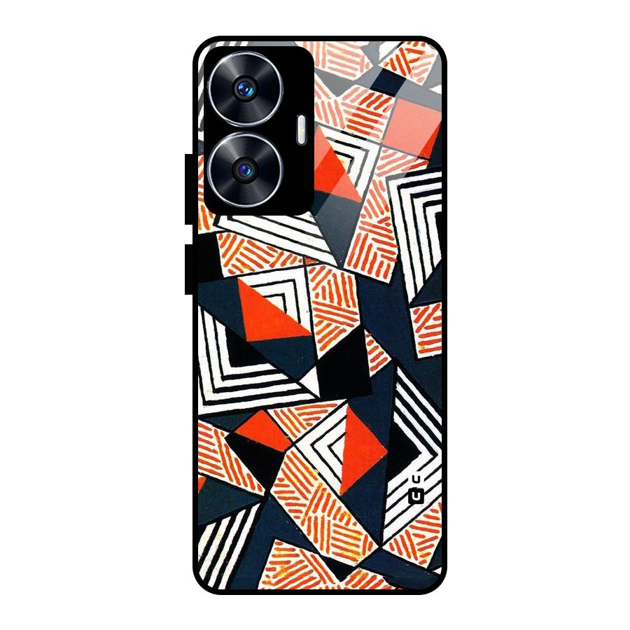 Colored Cuts Pattern Glass Back Case for Realme Narzo N55
