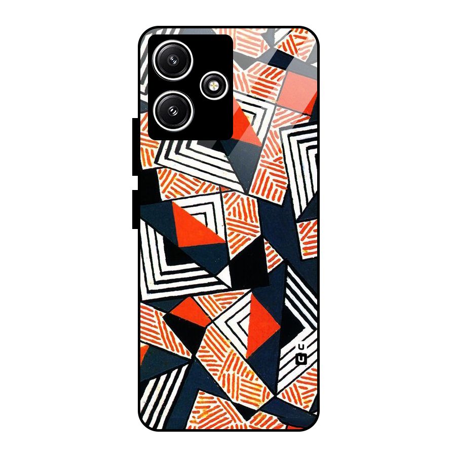 Colored Cuts Pattern Glass Back Case for Redmi 12 5G