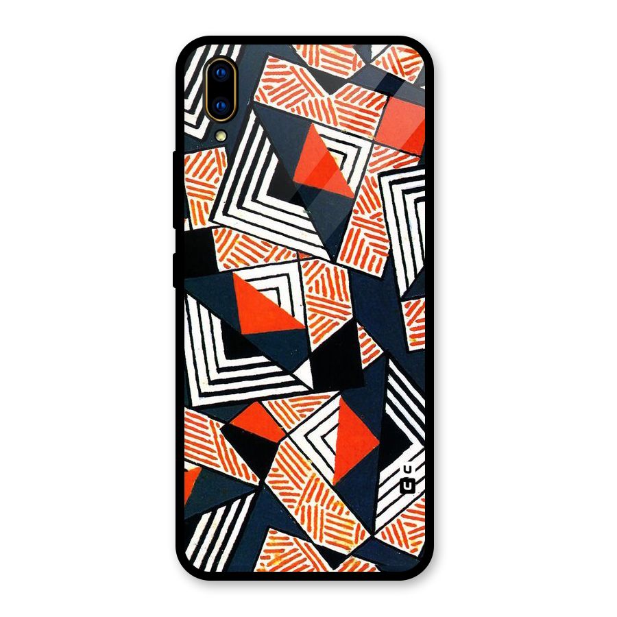 Colored Cuts Pattern Glass Back Case for Vivo V11 Pro