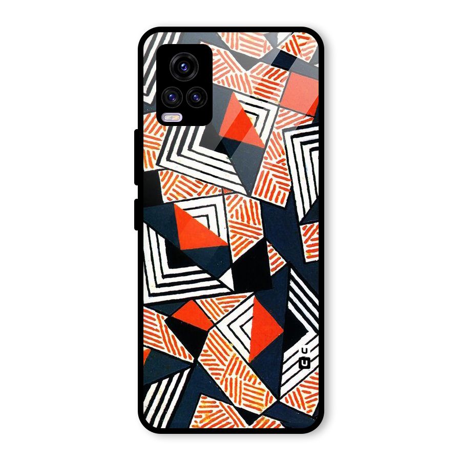 Colored Cuts Pattern Glass Back Case for Vivo V20 2021