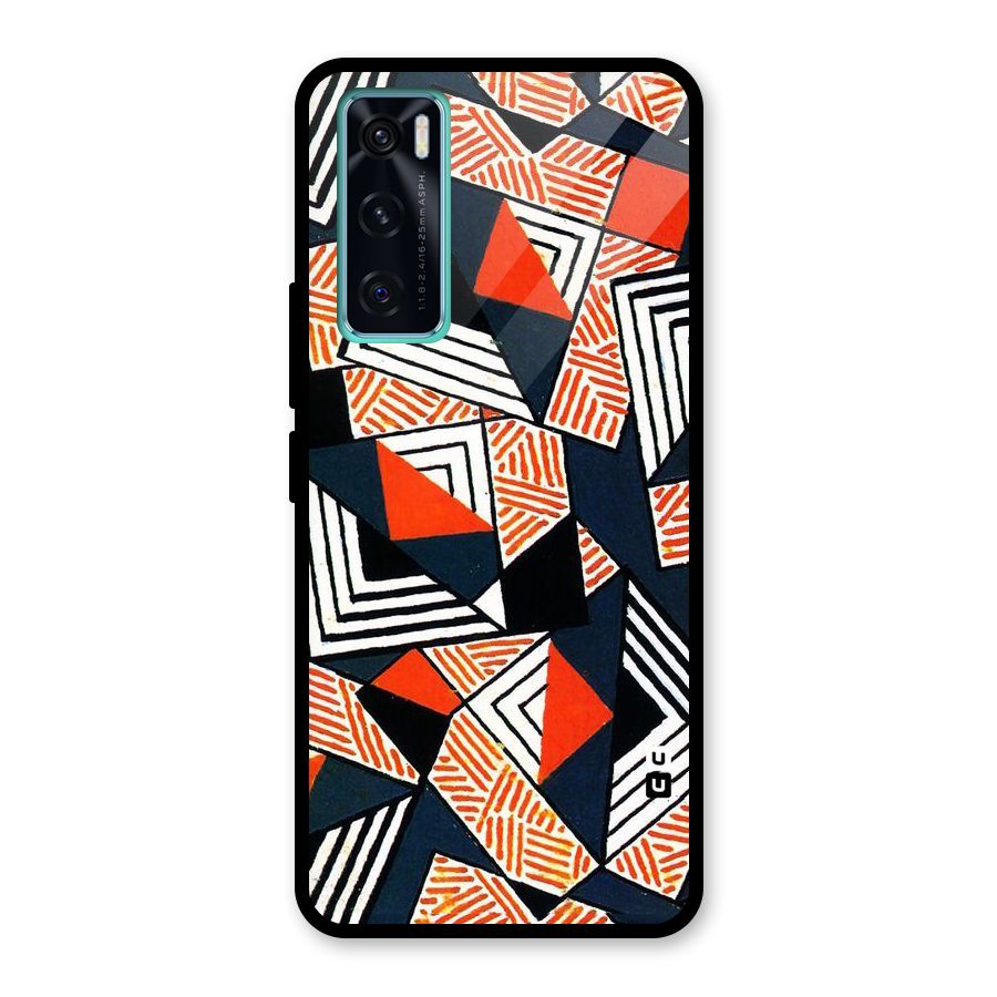 Colored Cuts Pattern Glass Back Case for Vivo V20 SE