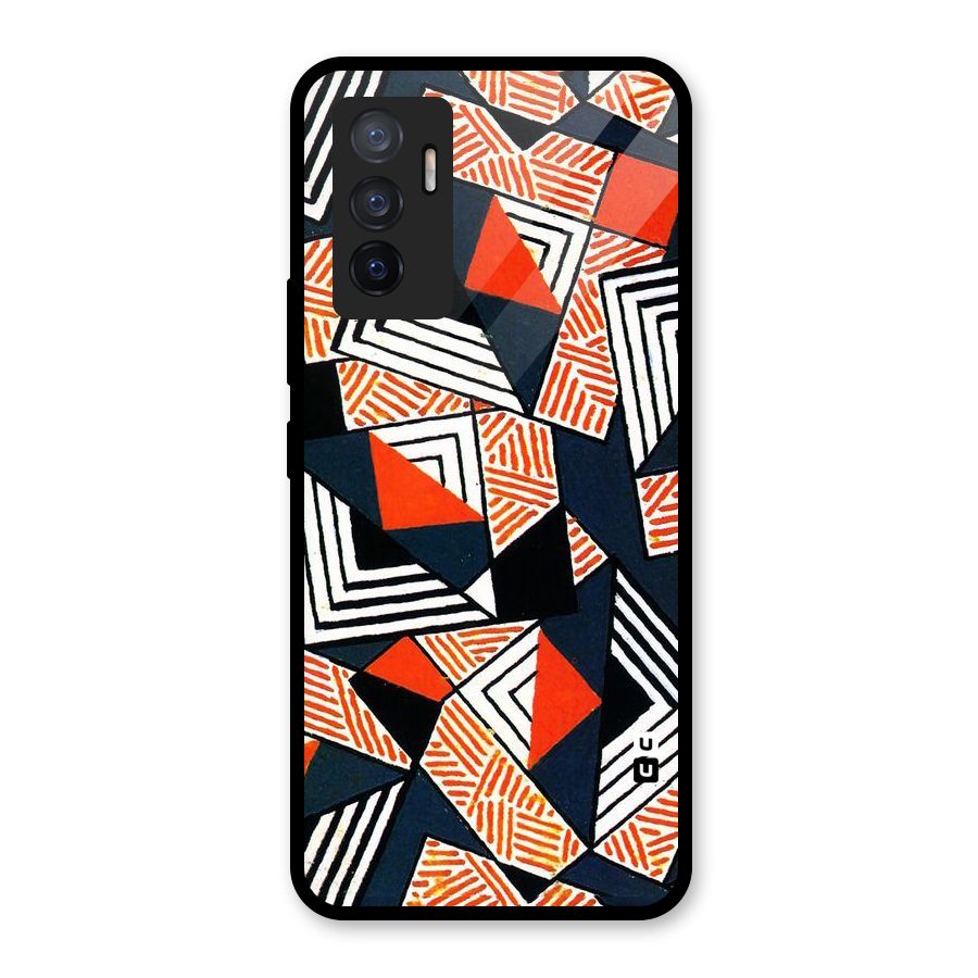 Colored Cuts Pattern Glass Back Case for Vivo V23e
