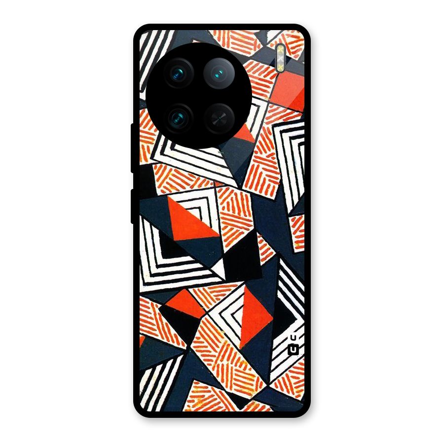 Colored Cuts Pattern Glass Back Case for Vivo X90 Pro