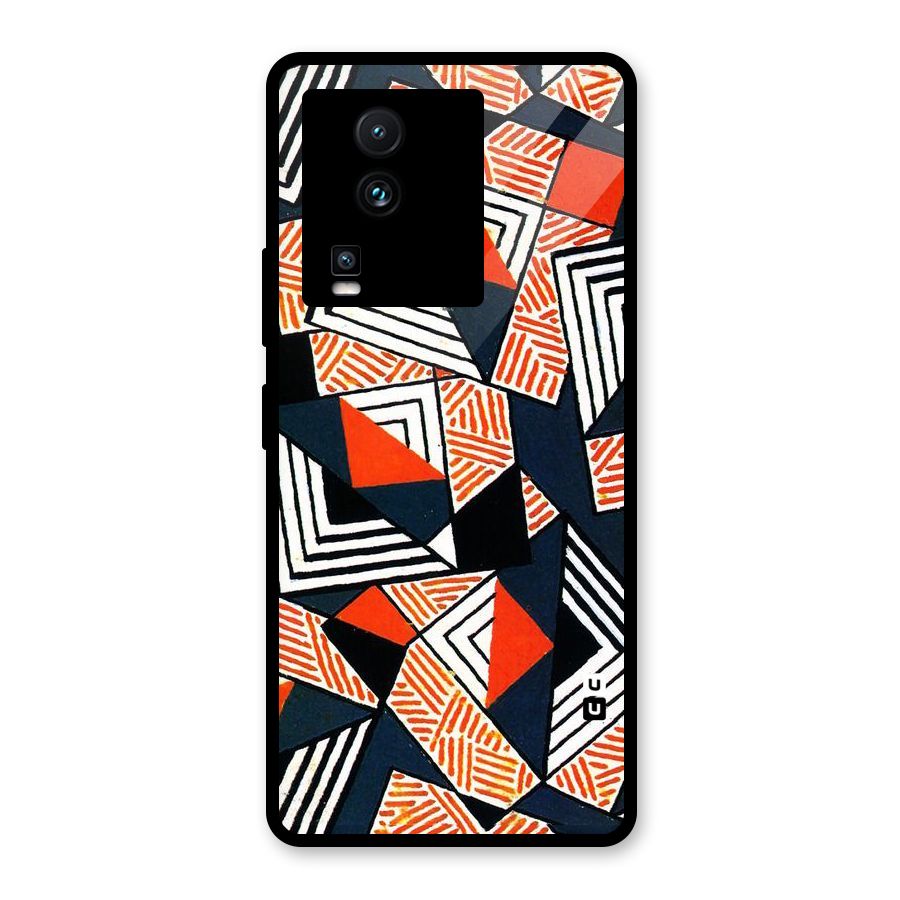Colored Cuts Pattern Glass Back Case for Vivo iQOO Neo 7 Pro