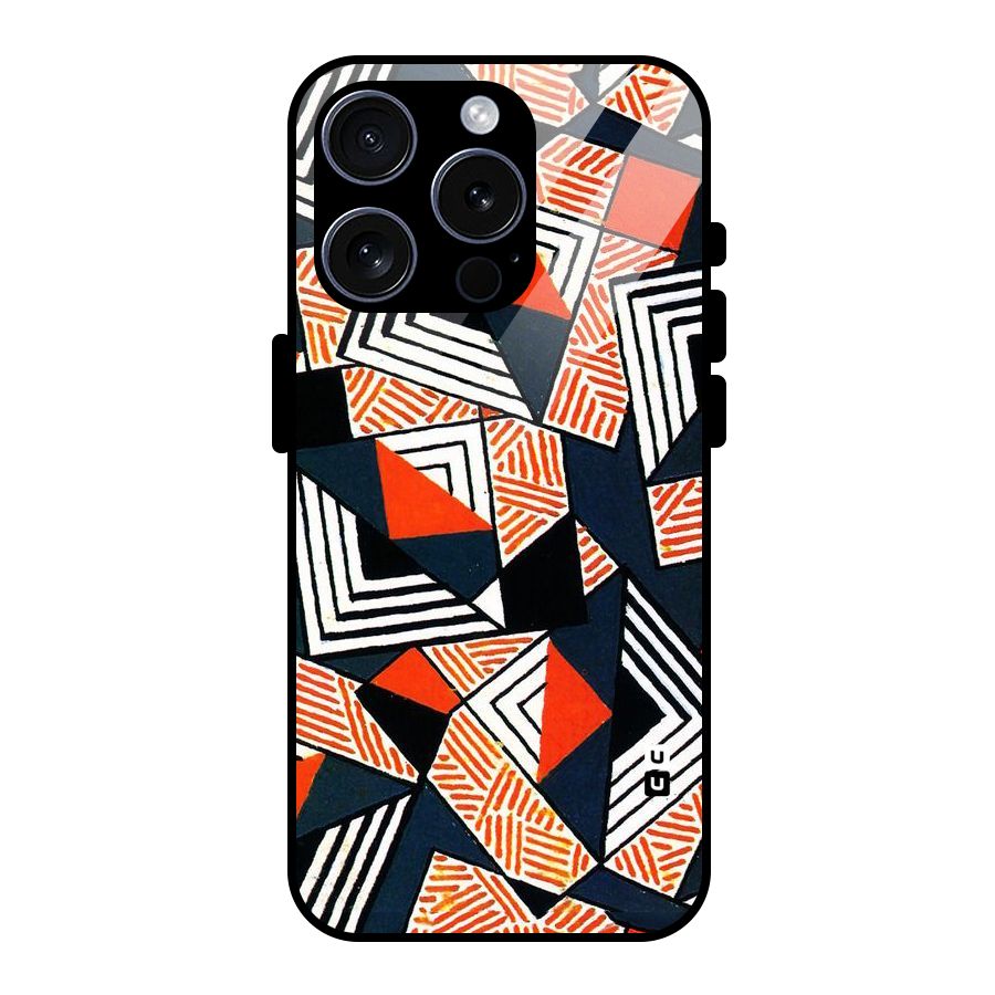 Colored Cuts Pattern Glass Back Case for iPhone 15 Pro