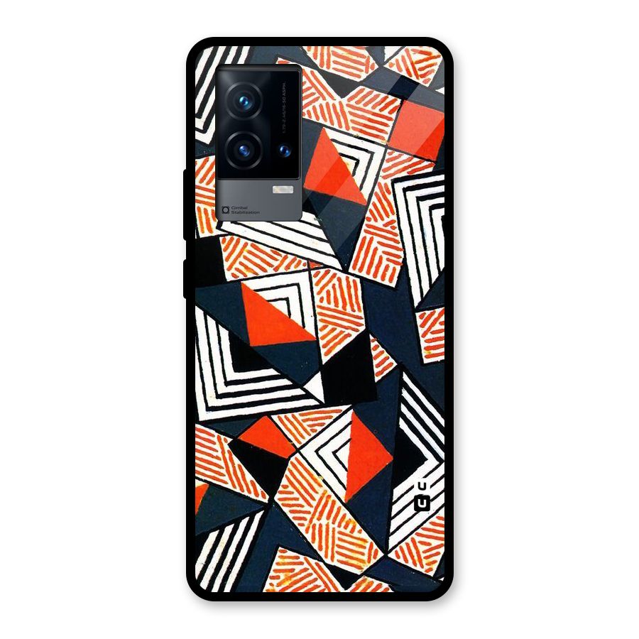 Colored Cuts Pattern Glass Back Case for iQOO 9 5G