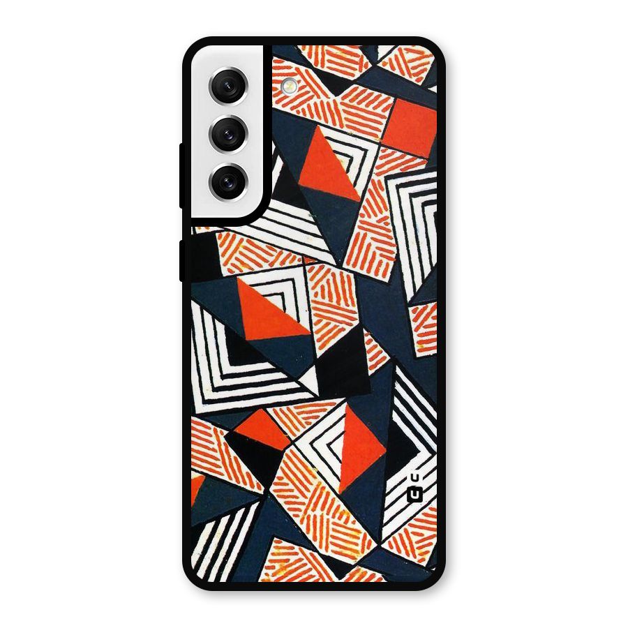 Colored Cuts Pattern Metal Back Case for Galaxy S21 FE 5G