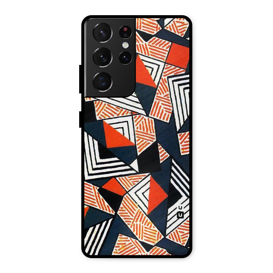 Colored Cuts Pattern Metal Back Case for Galaxy S21 Ultra 5G