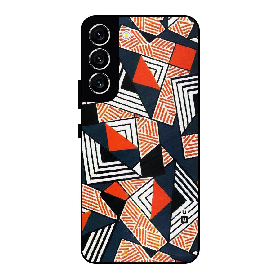 Colored Cuts Pattern Metal Back Case for Galaxy S22 5G