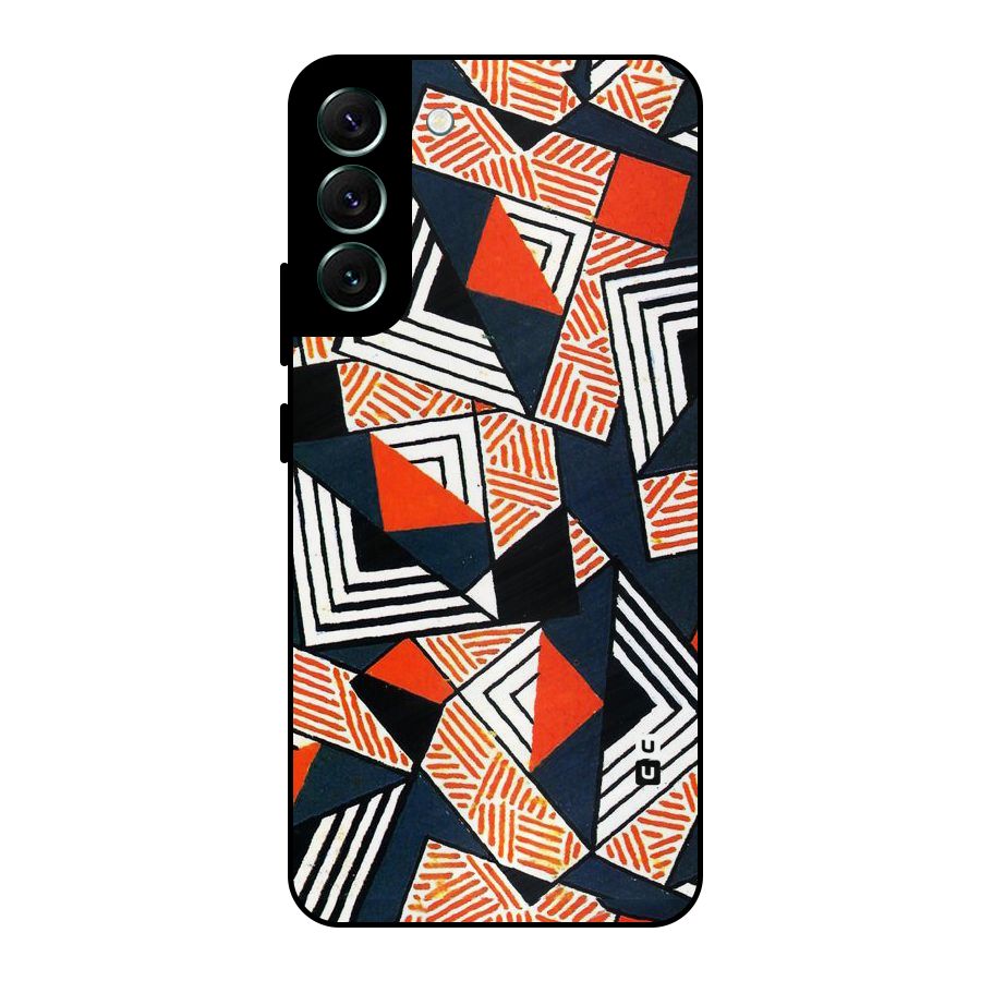Colored Cuts Pattern Metal Back Case for Galaxy S22 Plus 5G