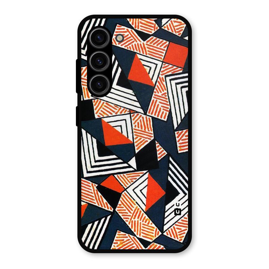Colored Cuts Pattern Metal Back Case for Galaxy S23