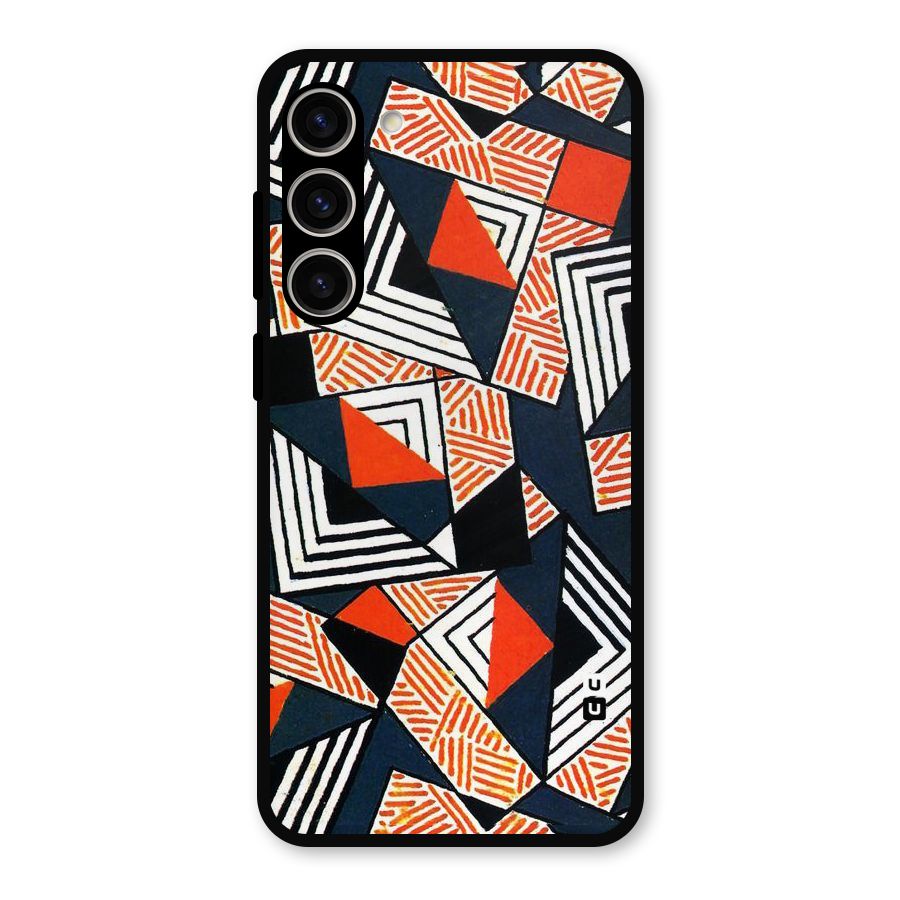 Colored Cuts Pattern Metal Back Case for Galaxy S23 Plus
