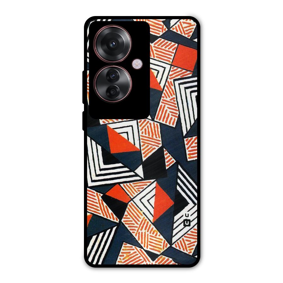 Colored Cuts Pattern Metal Back Case for Oppo F25 Pro