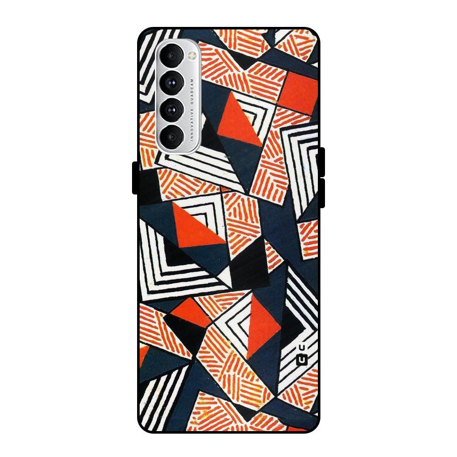 Colored Cuts Pattern Metal Back Case for Oppo Reno4 Pro