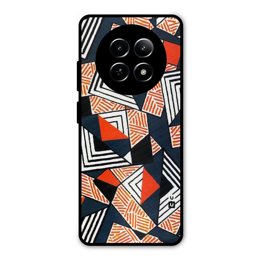 Colored Cuts Pattern Metal Back Case for Realme 12x 5G