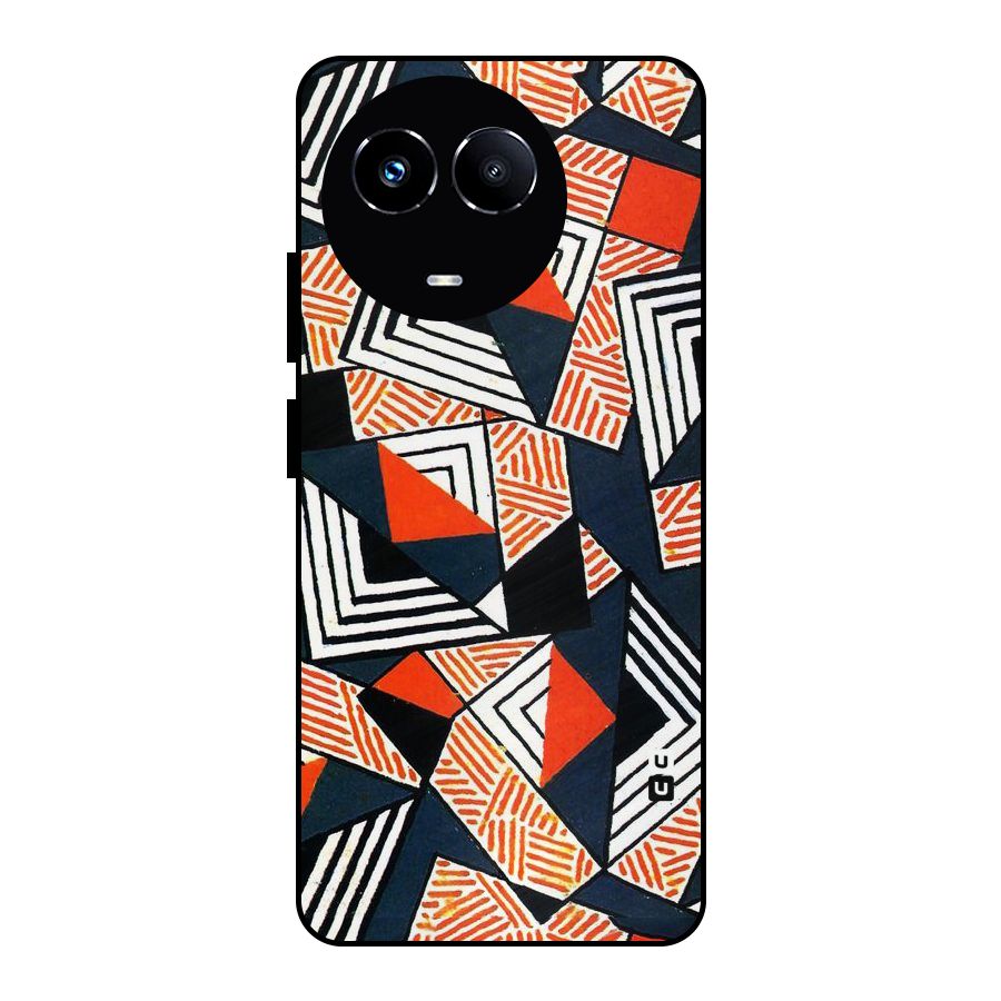 Colored Cuts Pattern Metal Back Case for Realme Narzo 60X