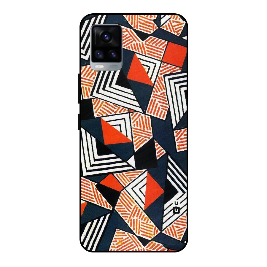 Colored Cuts Pattern Metal Back Case for Vivo V20 2021