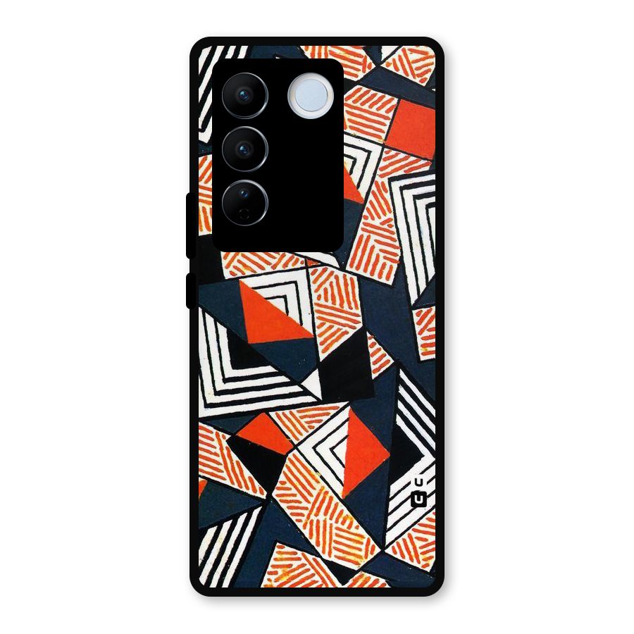 Colored Cuts Pattern Metal Back Case for Vivo V27
