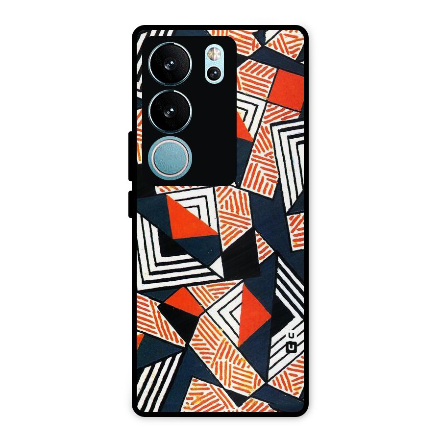 Colored Cuts Pattern Metal Back Case for Vivo V29